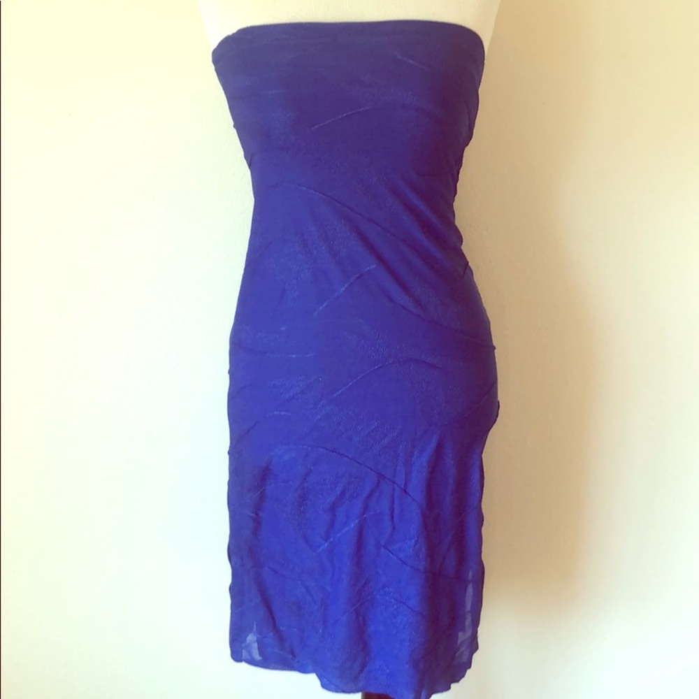 Royal blue strapless dress, size small